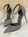 Women's Stiletto Heel Closed Toe PU With Rhinestone High Heels