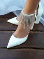 Women's PU With Tassel Closed Toe Chunky Heel Wedding Shoes