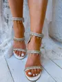 Women's PU With Lace-up Closed Toe Chunky Heel Wedding Shoes