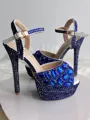 Women's PU Peep Toe With Rhinestone Stiletto Heel Shoes