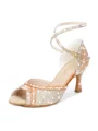Women's Satin Peep Toe With Rhinestone Stiletto Heel Shoes