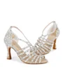 Women's Satin Peep Toe With Rhinestone Stiletto Heel Shoes