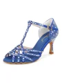 Women's Satin Peep Toe With Rhinestone Stiletto Heel Shoes