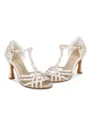 Women's Satin Peep Toe With Rhinestone Stiletto Heel Shoes