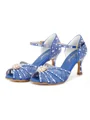 Women's Satin Peep Toe With Rhinestone Stiletto Heel Shoes