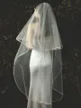 Classic Tulle Two Tier Waltz Wedding Veils With Ribbon Edge