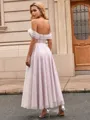 A-line Off-the-Shoulder Pleated Ankle-Length Corset Homecoming Dress
