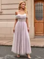 A-line Off-the-Shoulder Pleated Ankle-Length Corset Homecoming Dress