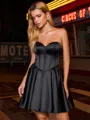 A-line Sweetheart Short/Mini Silk Like Satin Corset Homecoming Dress