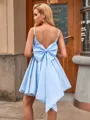 A-line V-neck Bow Short/Mini Satin Homecoming Dress