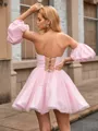 Ball-Gown Sweetheart Short Sleeves Short/Mini Homecoming Dress