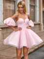Ball-Gown Sweetheart Short Sleeves Short/Mini Homecoming Dress