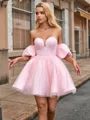 Ball-Gown Sweetheart Short Sleeves Short/Mini Homecoming Dress