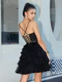 A-line Spaghetti Straps Cascading Ruffles Short/Mini Tulle Corset Homecoming Dress