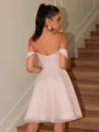 A-line Off-the-Shoulder Pleated Short/Mini Corset Homecoming Dress