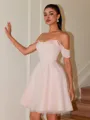 A-line Off-the-Shoulder Pleated Short/Mini Corset Homecoming Dress