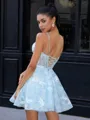 A-line V-neck Appliques Lace Short/Mini Lace Corset Homecoming Dress