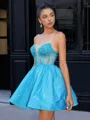 Ball-Gown Sweetheart Beading Short/Mini Taffeta Corset Homecoming Dress