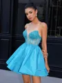 Ball-Gown Sweetheart Beading Short/Mini Taffeta Corset Homecoming Dress