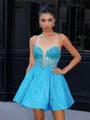 Ball-Gown Sweetheart Beading Short/Mini Taffeta Corset Homecoming Dress