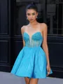 Ball-Gown Sweetheart Beading Short/Mini Taffeta Corset Homecoming Dress