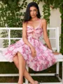A-line Spaghetti Straps Cascading Ruffles Short/Mini Corset Homecoming Dress