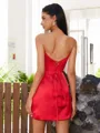 Sheath Sweetheart Pleated Short/Mini Silk Like Satin Corset Homecoming Dress