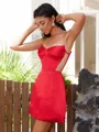 Sheath Sweetheart Pleated Short/Mini Silk Like Satin Corset Homecoming Dress