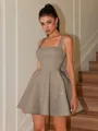 A-line Square Bow Short/Mini Corset Homecoming Dress