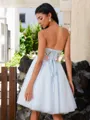 A-line Straight Appliques Lace Short/Mini Tulle Corset Homecoming Dress
