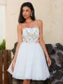 A-line Straight Appliques Lace Short/Mini Tulle Corset Homecoming Dress