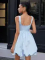 A-line Square Short/Mini Satin Corset Homecoming Dress