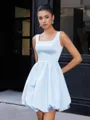 A-line Square Short/Mini Satin Corset Homecoming Dress