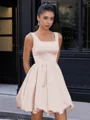 A-line Square Short/Mini Satin Corset Homecoming Dress