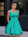 A-line Square Short/Mini Satin Corset Homecoming Dress