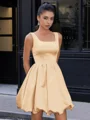 A-line Square Short/Mini Satin Corset Homecoming Dress