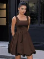 A-line Square Short/Mini Satin Corset Homecoming Dress