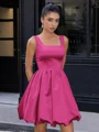 A-line Square Short/Mini Satin Corset Homecoming Dress