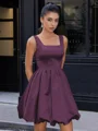 A-line Square Short/Mini Satin Corset Homecoming Dress