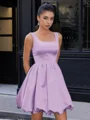 A-line Square Short/Mini Satin Corset Homecoming Dress
