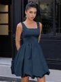 A-line Square Short/Mini Satin Corset Homecoming Dress