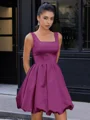 A-line Square Short/Mini Satin Corset Homecoming Dress