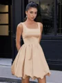 A-line Square Short/Mini Satin Corset Homecoming Dress