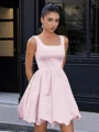 A-line Square Short/Mini Satin Corset Homecoming Dress