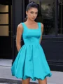 A-line Square Short/Mini Satin Corset Homecoming Dress
