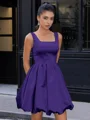 A-line Square Short/Mini Satin Corset Homecoming Dress