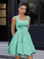 A-line Square Short/Mini Satin Corset Homecoming Dress
