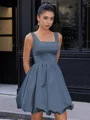 A-line Square Short/Mini Satin Corset Homecoming Dress