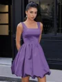 A-line Square Short/Mini Satin Corset Homecoming Dress