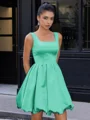A-line Square Short/Mini Satin Corset Homecoming Dress